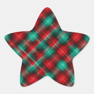 Adesivo Estrela Xadrez de Natal vermelho e verde