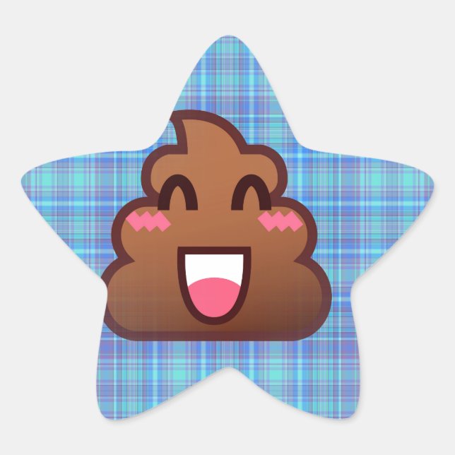 Adesivo Estrela xadrez poop emoji (Frente)