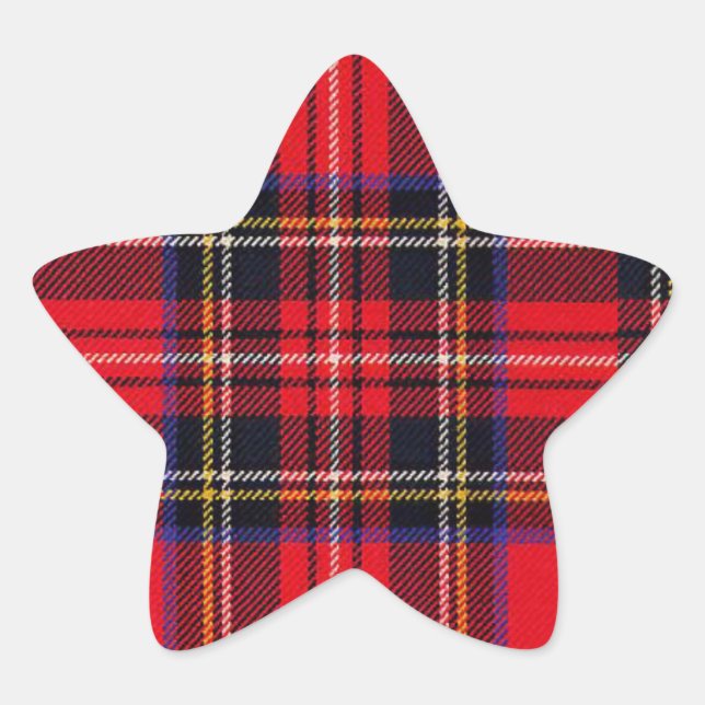 Adesivo Estrela Xadrez vermelha de Stewart tartan (Frente)
