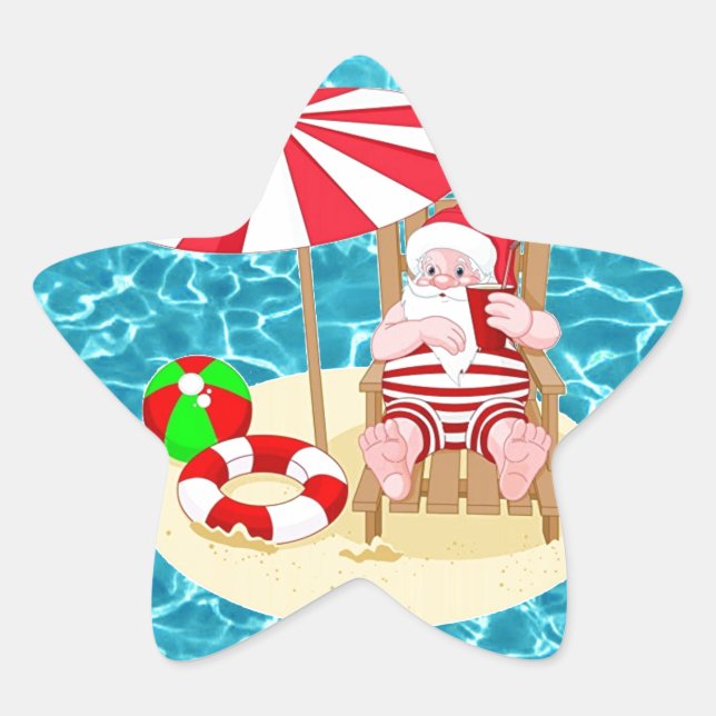 Adesivo Estrela xmas Beach santa claus (Frente)