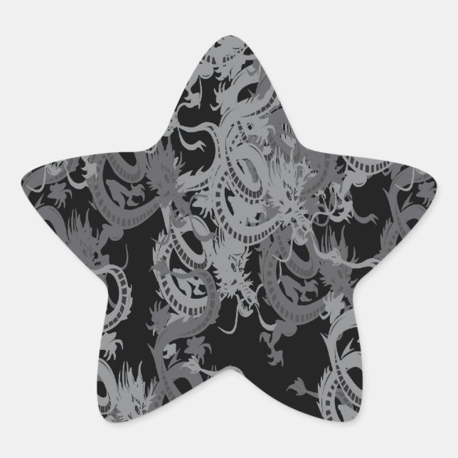 Adesivo Estrela Ying Yang Dragon Chinês (Frente)