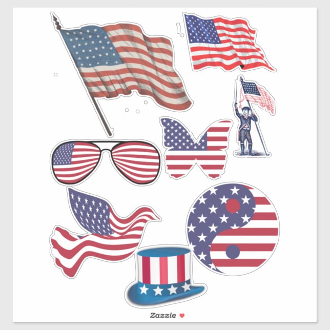 Adesivo Estrelas de Bandeira Americanas Strips Arte Patrió (Folha)
