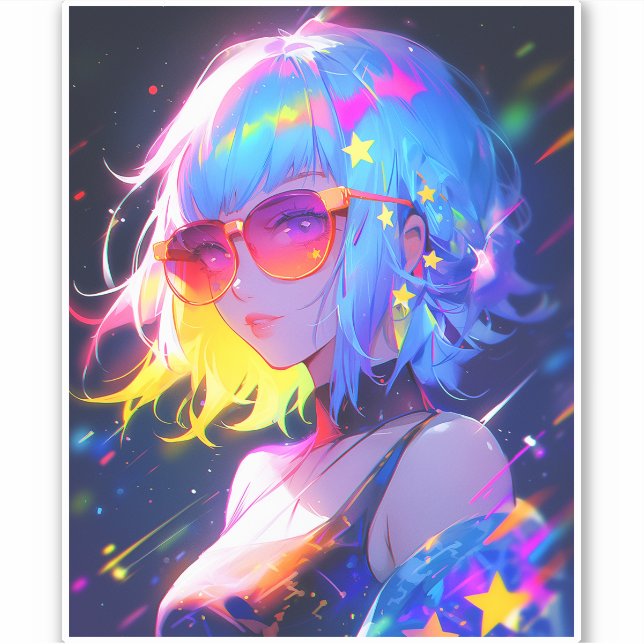 Adesivo Estrelas de Meninas de Anime (Frente)