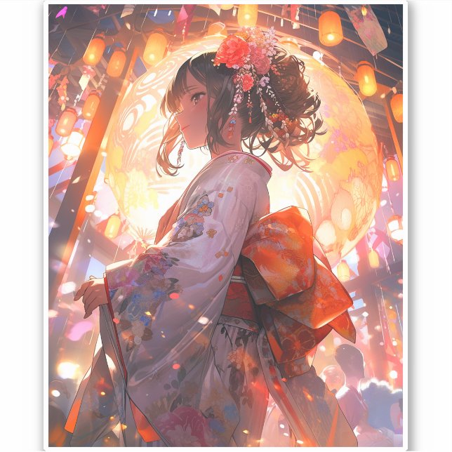 Adesivo Estrelas de Meninas de Anime (Frente)