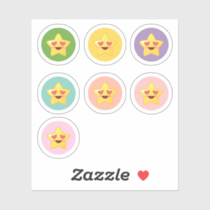 Adesivo Estrelas Kawaii em Círculos