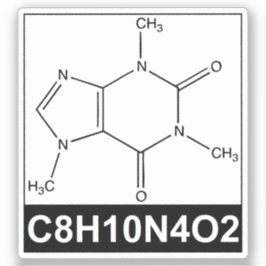 Adesivo Estrutura da Molécula de Cafeína - C8H10N4O2