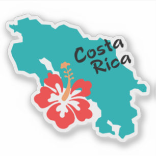 Adesivo Estrutura do mapa da Costa Rica com flor de hibisc