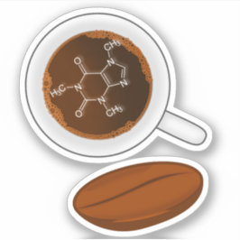 Adesivo Estrutura Molecular Do Café - Fórmula Da Cafeína