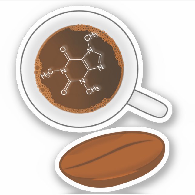 Adesivo Estrutura Molecular Do Café - Fórmula Da Cafeína (Frente)