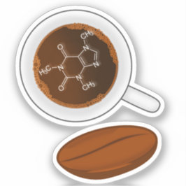 Adesivo Estrutura Molecular do Grão de Café - Fórmula da C