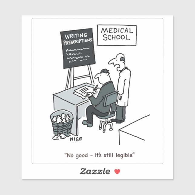 Adesivo Estudante de Cartoon na Faculdade de Medicina. (Folha)