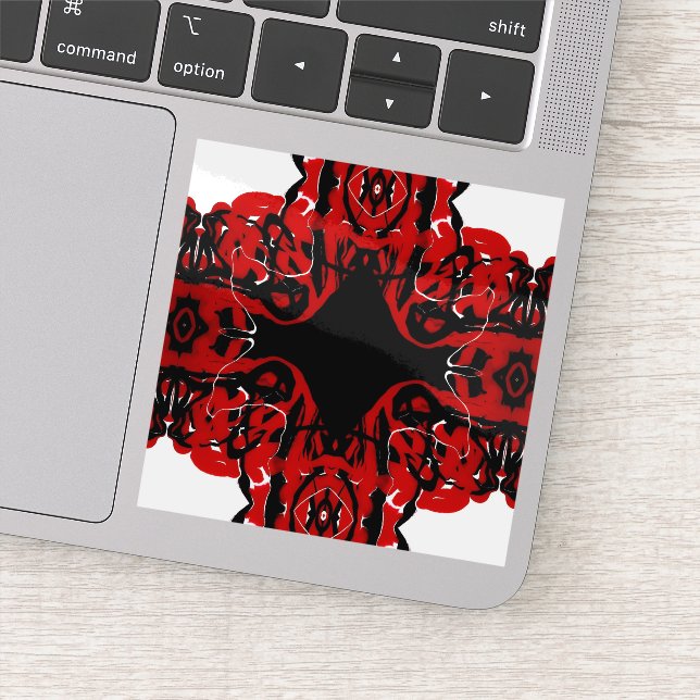 Adesivo Eternal Abstract Red Black White Fluid Art (Detalhe)