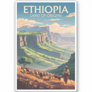 Adesivo Etiópia Shepard Herd Viagem Art Vintage