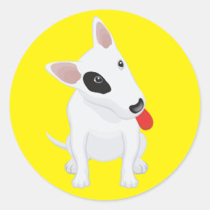 Adesivo / Etiqueta Amarelo de Cachorro Bull Terrie