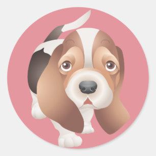 Adesivo / Etiqueta de Cachorrinho Basset Hound