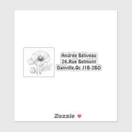 Adesivo Étiquette personnalisable fleur de pavot