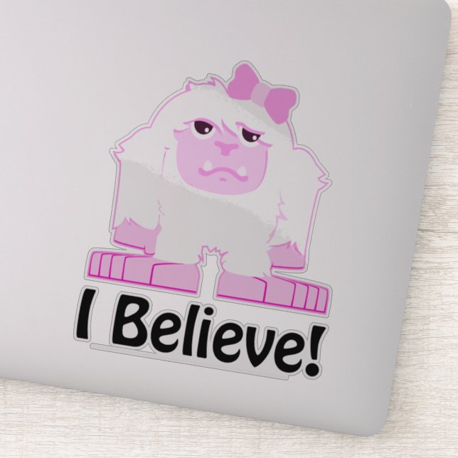 Adesivo Eu Acredito Na Bonita Garota De Cartoon Yeti (Detalhe)