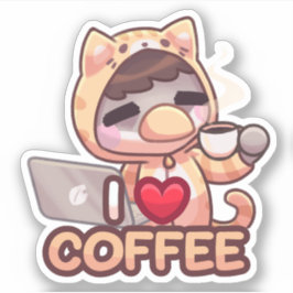 Adesivo Eu adoro café - Sticker