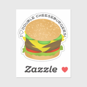 Adesivo Eu Adoro Cheeseburgers Duplos