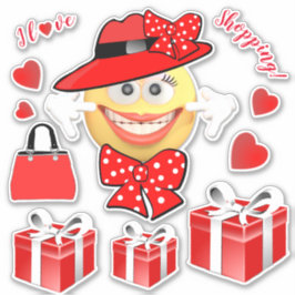 Adesivo Eu Adoro Comprar a moda sorridente Emoji