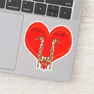 Adesivo Eu Adoro Girafas! Red Heart Sticker