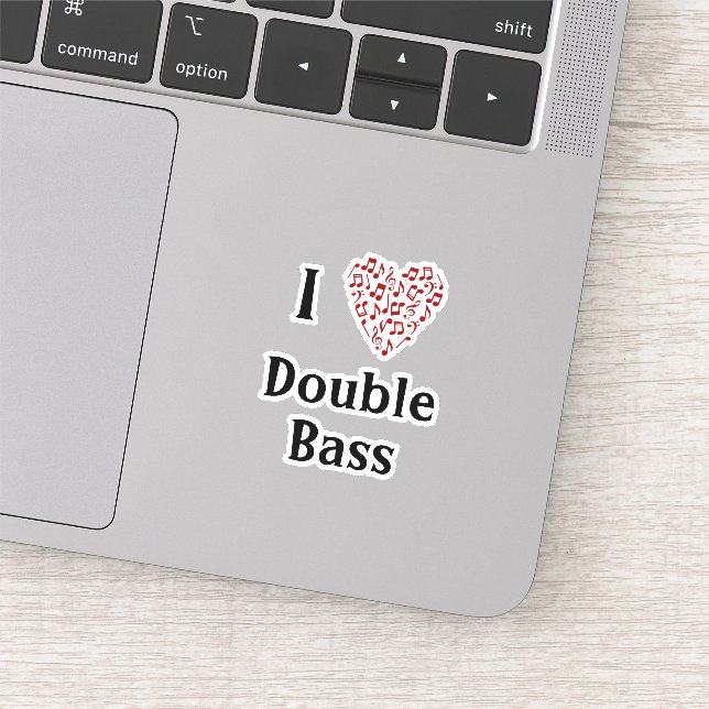 Adesivo Eu adoro o corações vermelho duplo das notas music (Detalhe)