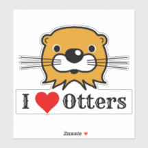 Eu Adoro Otters. Autocolante de lontra