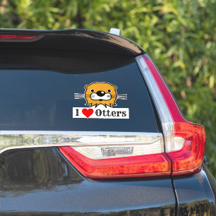 Adesivo Eu Adoro Otters. Autocolante de lontra