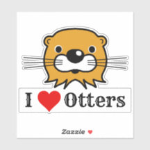 Eu Adoro Otters. Autocolante de lontra