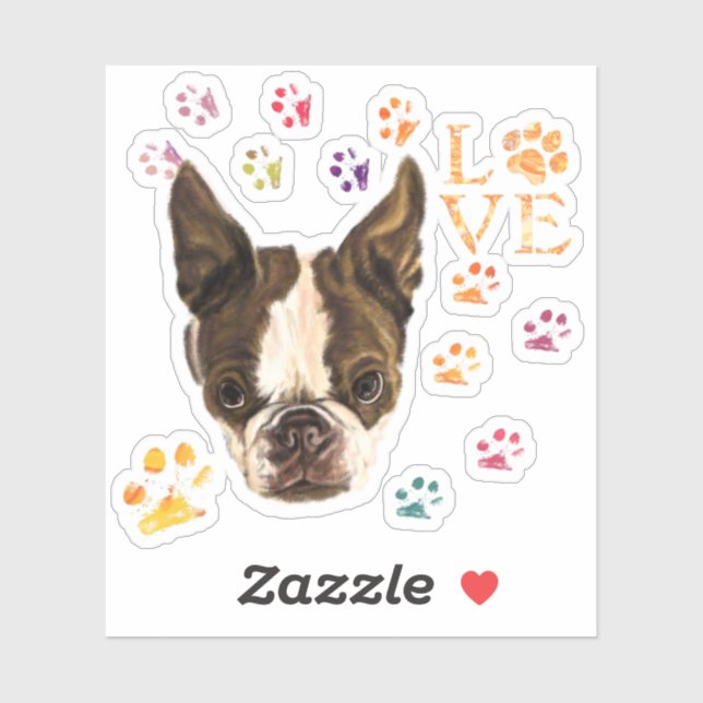 Adesivo Eu Adoro Pets Sticker Bonito Cachorro (Folha)