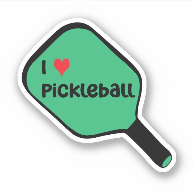 Adesivo Eu adoro picleball Text em Green Pickleball Paddle (Frente)