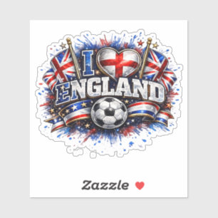 Adesivo EU AMO a Inglaterra Fã de Futebol 2026