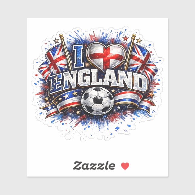Adesivo EU AMO a Inglaterra Fã de Futebol 2026 (Folha)