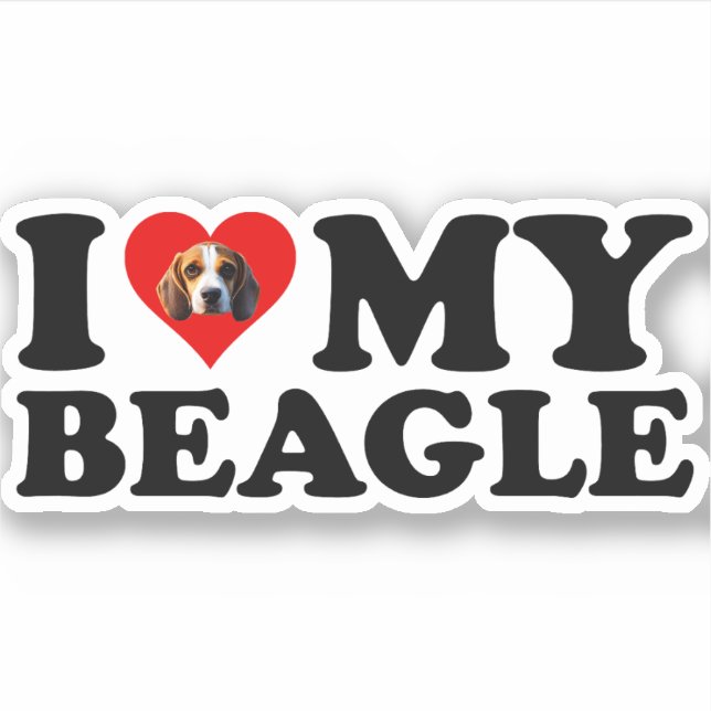 Adesivo Eu Amo A Minha Beagle (Frente)