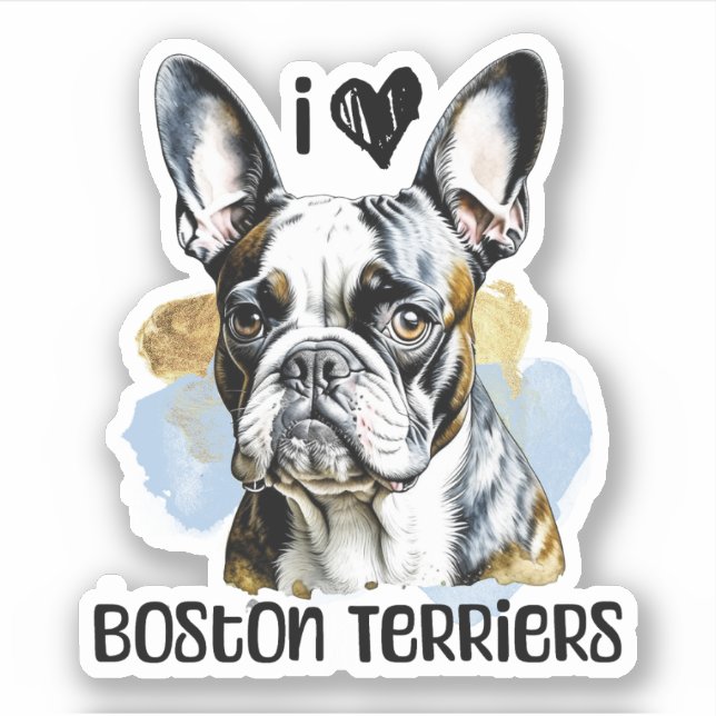 Adesivo Eu Amo Boston Terriers (Frente)