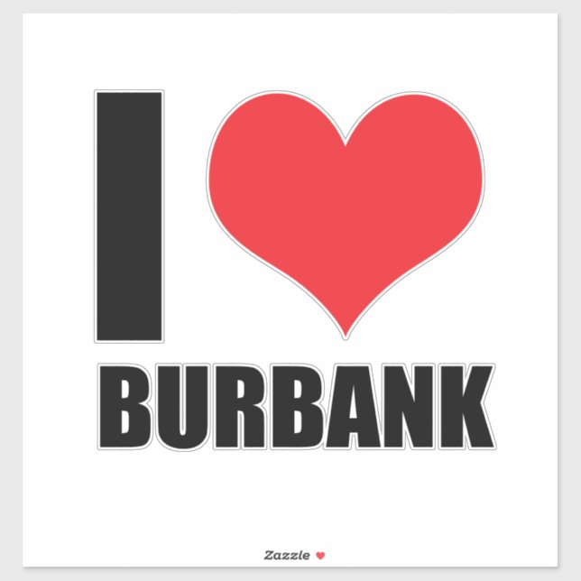 Adesivo Eu amo Burbank (Folha)