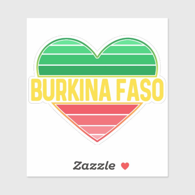 Adesivo Eu Amo Burkina Faso, Heart Burkinabè (Folha)