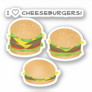 Adesivo Eu Amo Cheeseburgers