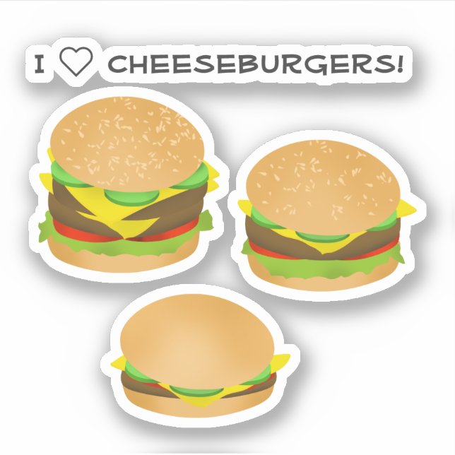Adesivo Eu Amo Cheeseburgers (Frente)