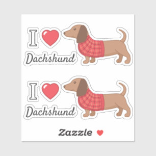 Adesivo Eu Amo Coração Dachshund Wiener Cachorro Vermelho
