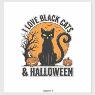 Adesivo Eu Amo Gatos Pretos Design de Camisa Vintage de Ha