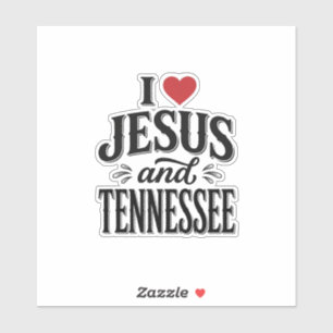 Adesivo Eu Amo Jesus e Tennessee Vintage Desenho Cristão