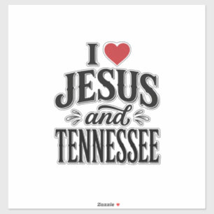 Adesivo Eu Amo Jesus e Tennessee Vintage Desenho Cristão