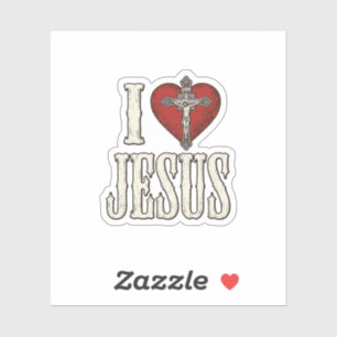Adesivo Eu Amo Jesus Gravura Vintage Camisa de Fé Design_