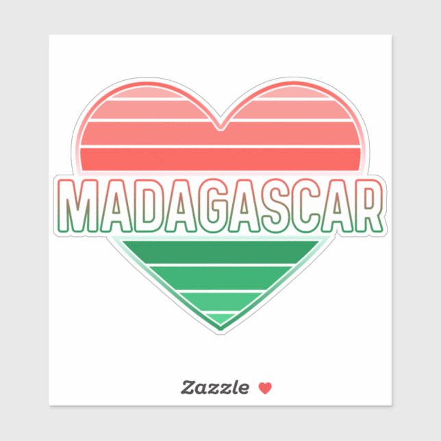 Adesivo Eu amo Madagascar, coração malgaxe (Folha)