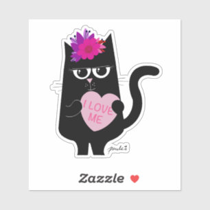 Adesivo Eu Amo-Me - Vinheta Branco Brilhante De 4"