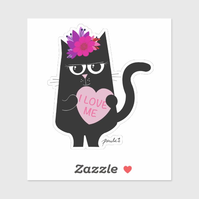 Adesivo Eu Amo-Me - Vinheta Branco Brilhante De 4" (Folha)