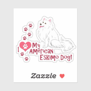 Adesivo Eu Amo Meu Cachorro Esquimó Americano!