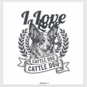 Adesivo Eu Amo Meu Design de Gravura Vintage de Cão de Gad