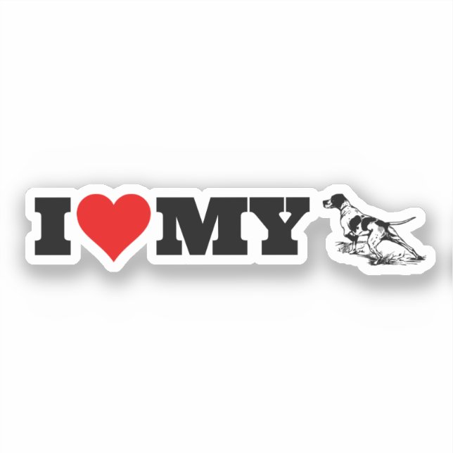Adesivo Eu Amo Meu English Pointer (Frente)